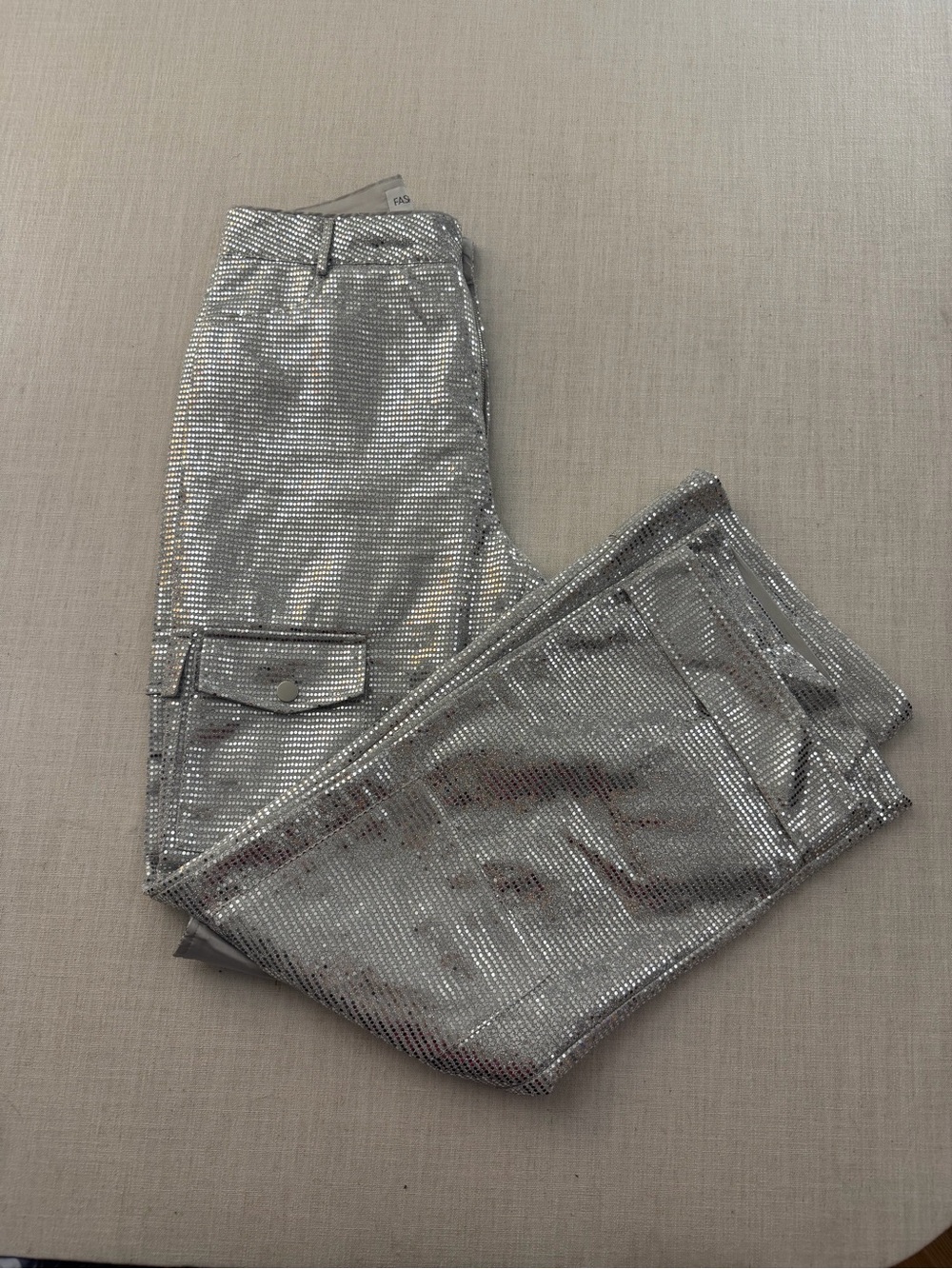 Fashion Nova Light Gray Satin Skirt